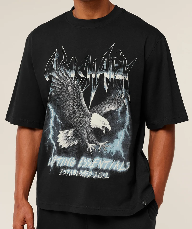Gymshark Eagle Band Style Graphic T-Shirt - Black