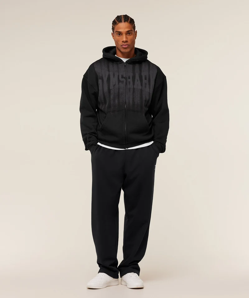 Gymshark Fade Graphic Zip Through Hoodie - Black