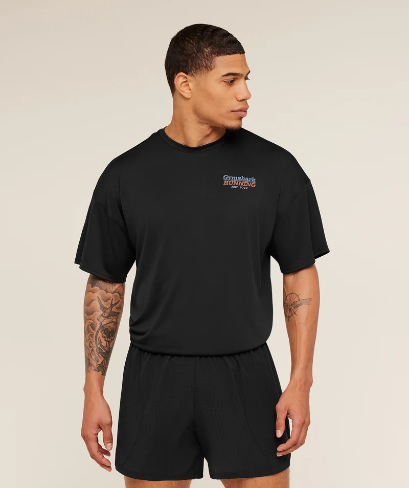 Gymshark Run Club Graphic T-Shirt - Black