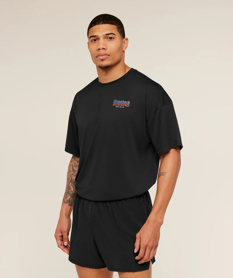 Gymshark Run Club Graphic T-Shirt - Black