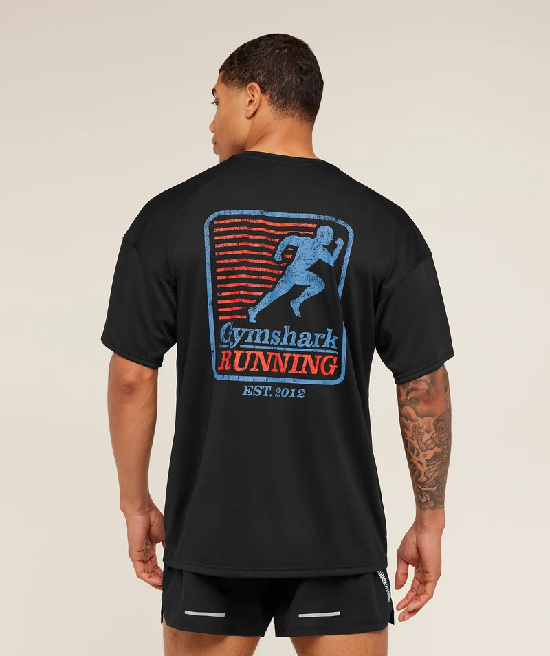 Gymshark Run Club Graphic T-Shirt - Black