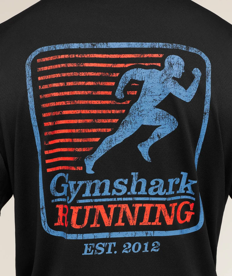 Gymshark Run Club Graphic T-Shirt - Black