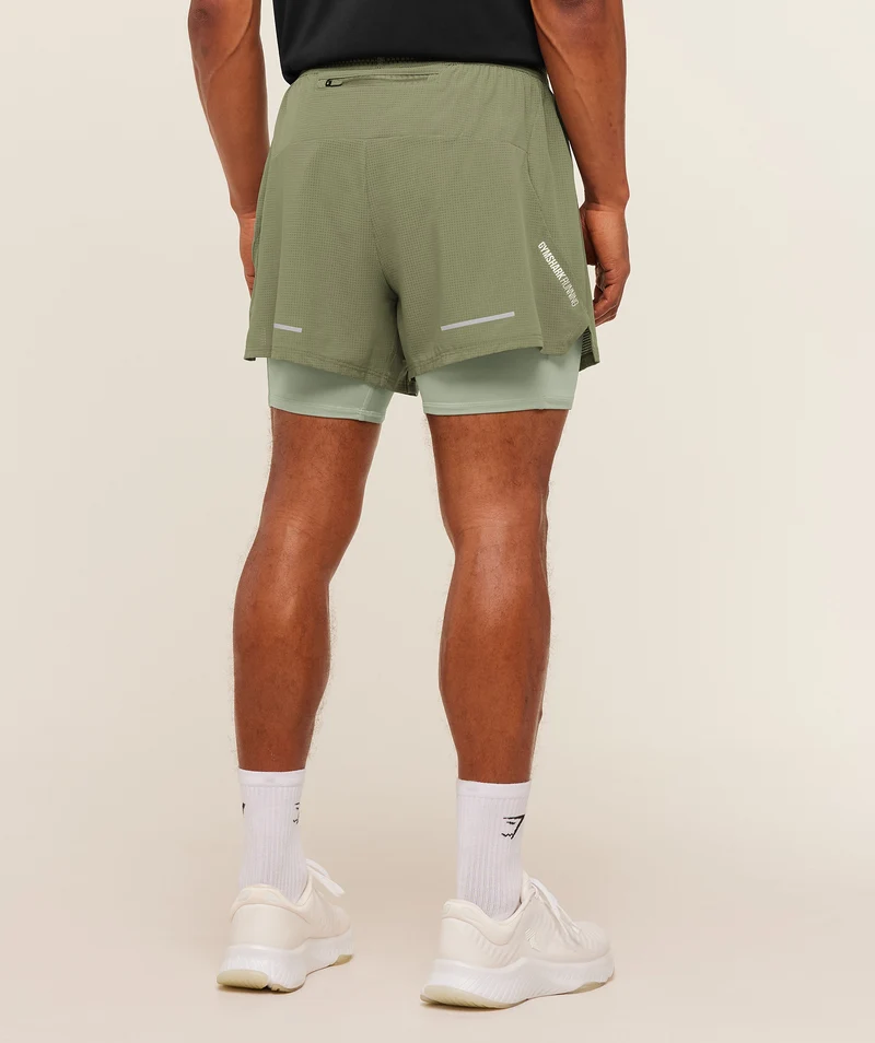 Gymshark Running 4" 2-in-1 Shorts - Grounded Green/Haze Green