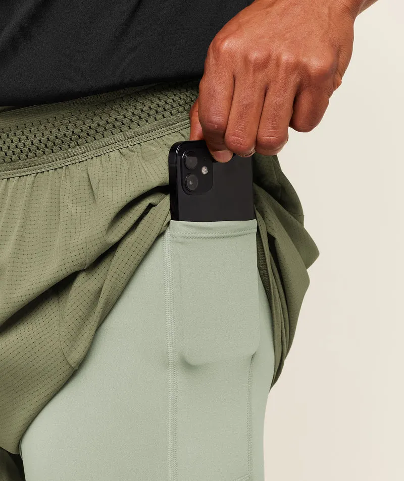 Gymshark Running 4" 2-in-1 Shorts - Grounded Green/Haze Green