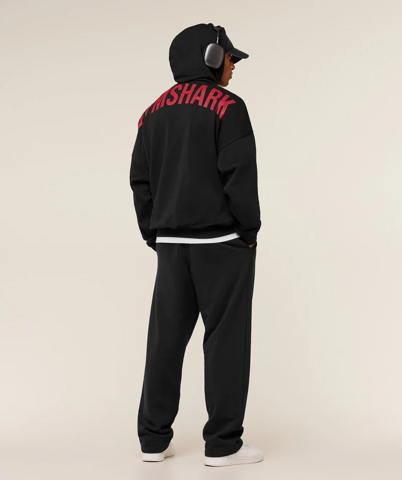 Gymshark Power Oversized Hoodie - Black/Conditioning Red