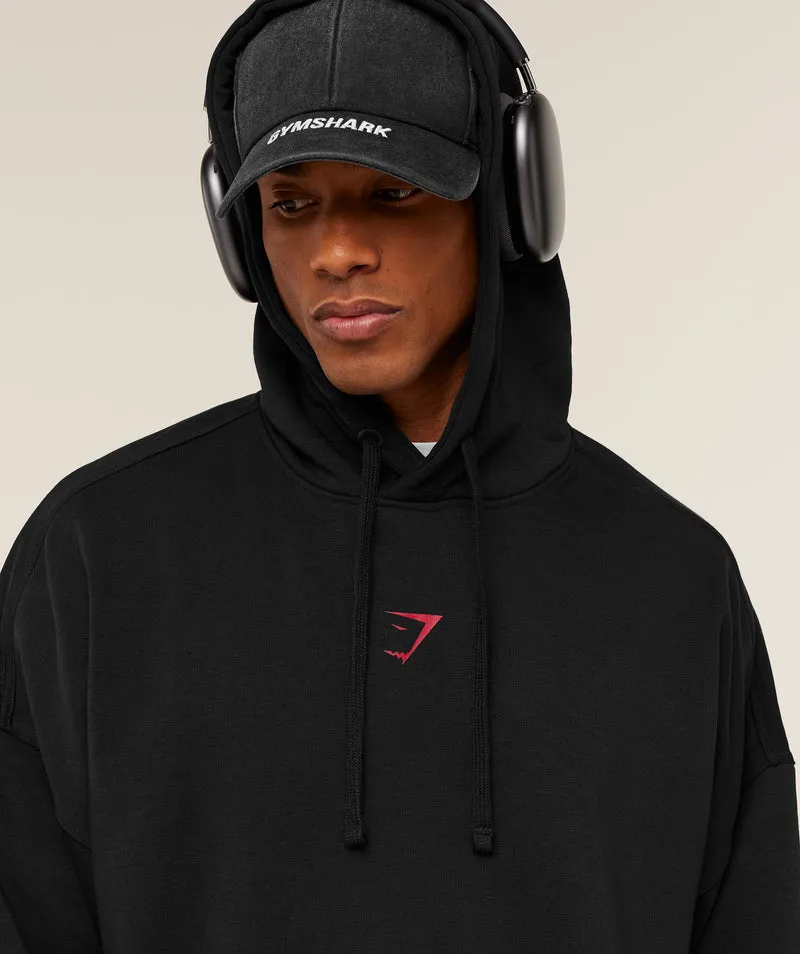 Gymshark Power Oversized Hoodie - Black/Conditioning Red