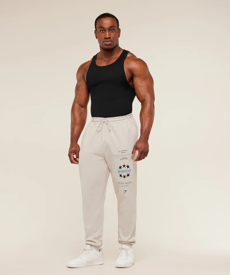 Gymshark Global Lifting Graphic Pants - Tinted White