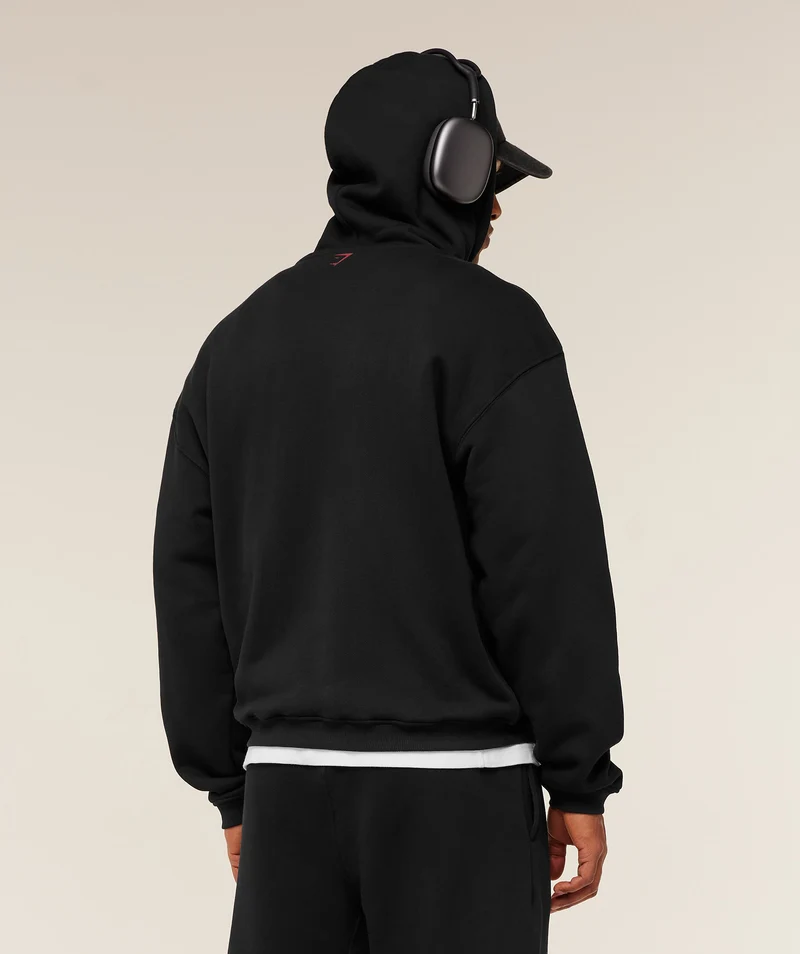 Gymshark Fade Graphic Zip Through Hoodie - Black/Sets Red