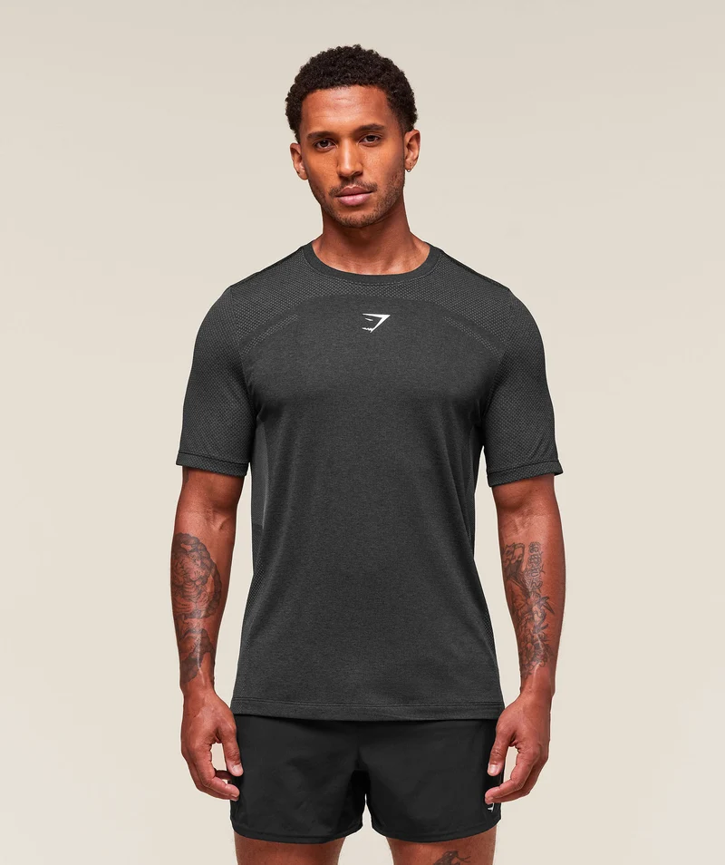 Gymshark Lightweight Seamless T-Shirt - Black/Silhouette Grey