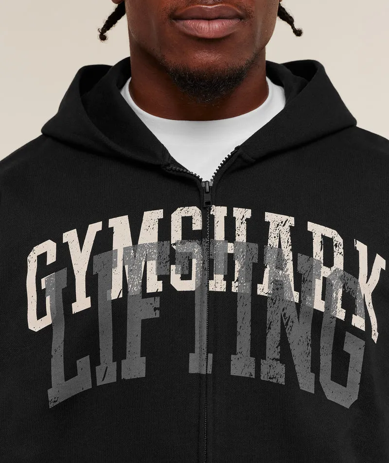 Gymshark Layered Graphic Zip Up Hoodie - Black
