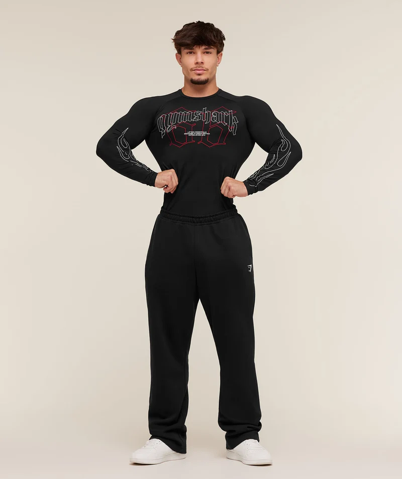 Gymshark Outline Graphic Long Sleeve Baselayer - Black