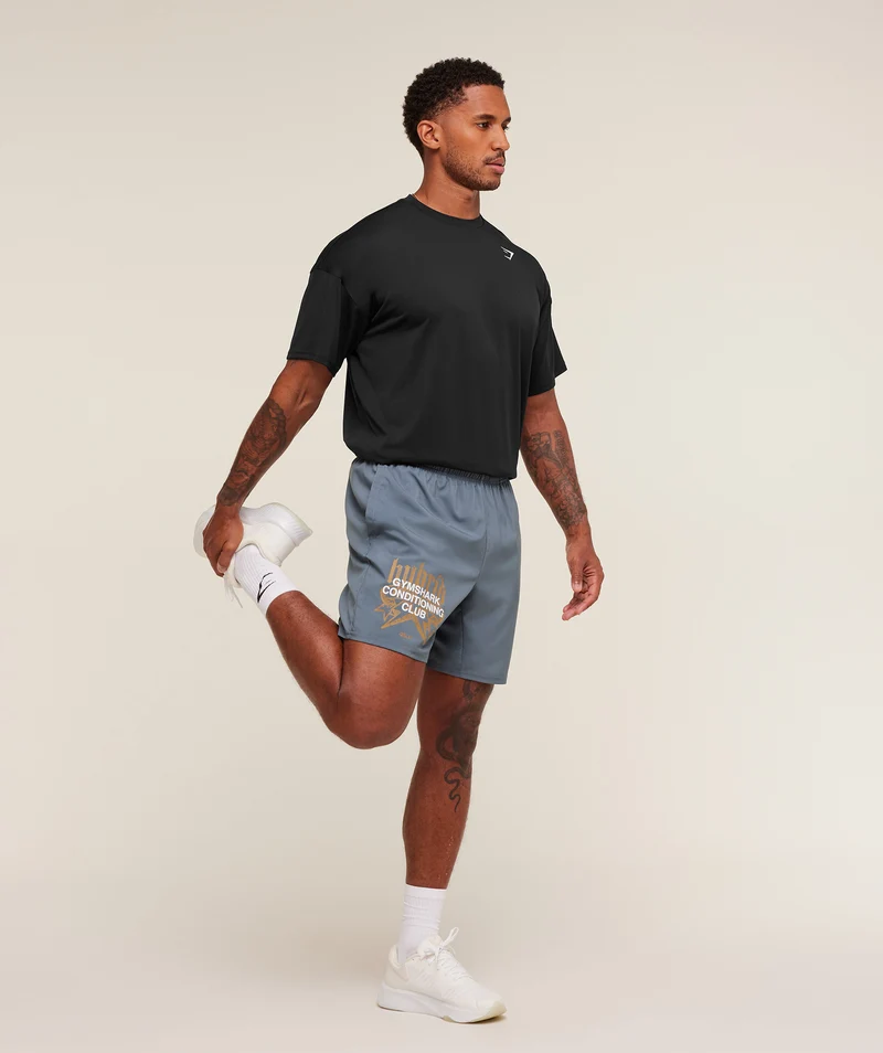 Gymshark Hybrid Graphic 7" Short - Iron Blue
