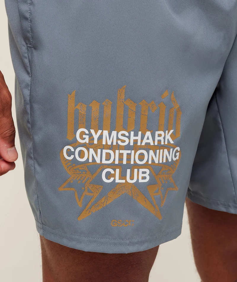 Gymshark Hybrid Graphic 7" Short - Iron Blue
