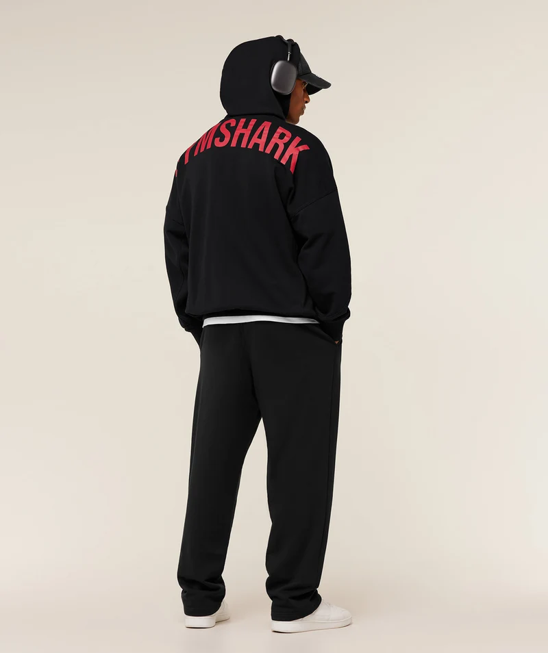 Gymshark Power Zip Up Hoodie - Black/Conditioning Red