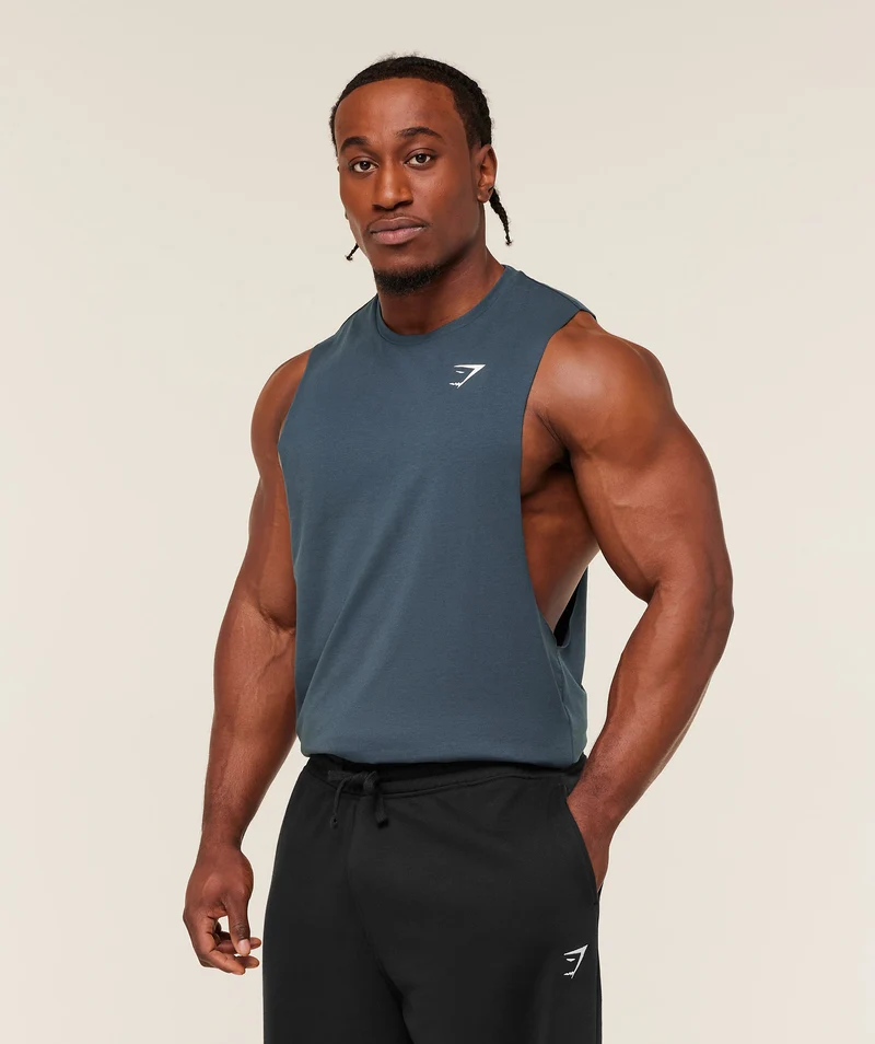 Gymshark Critical Drop Arm Tank - Stealth Blue