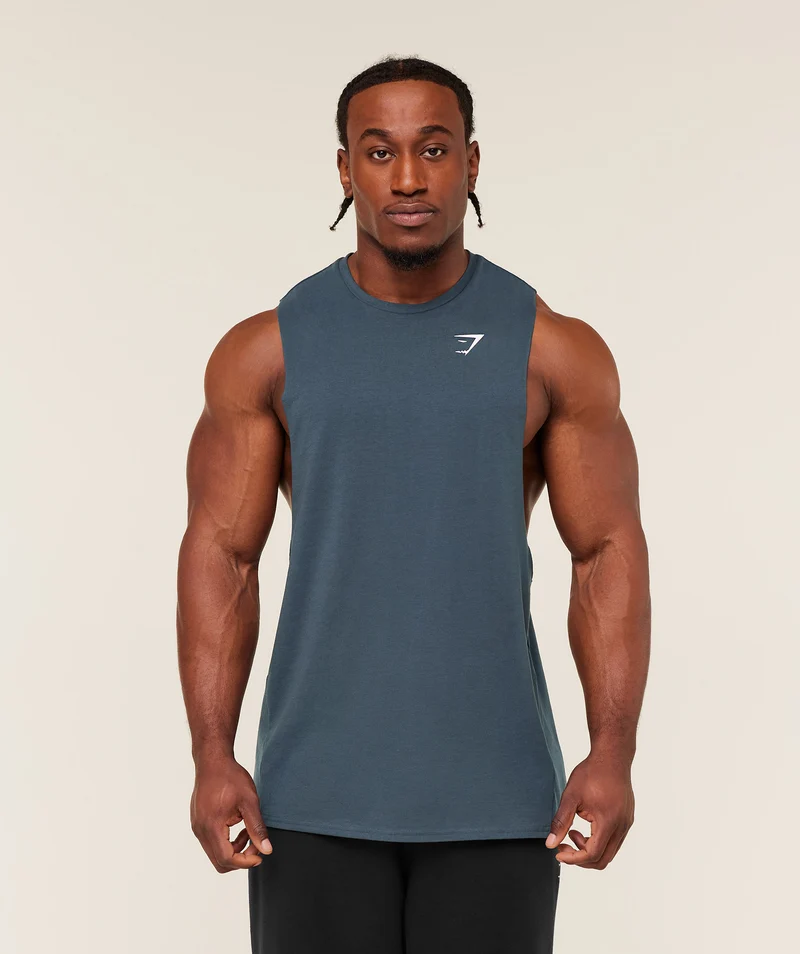 Gymshark Critical Drop Arm Tank - Stealth Blue