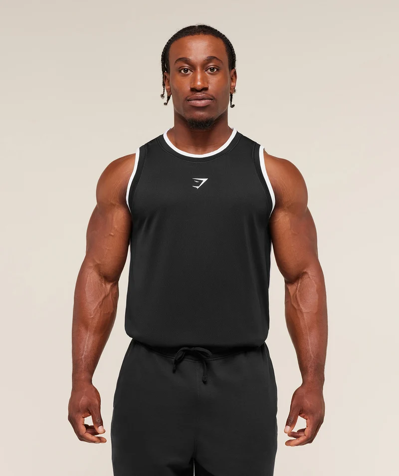 Gymshark Graphic Basketball Mesh Tank - Black