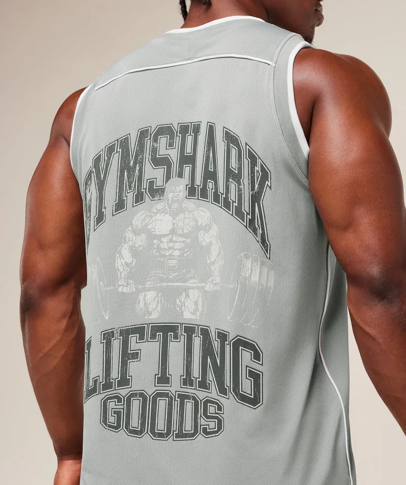 Gymshark Graphic Basketball Mesh Tank - Silver Grey