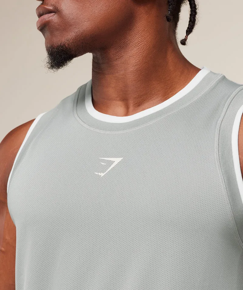 Gymshark Graphic Basketball Mesh Tank - Silver Grey