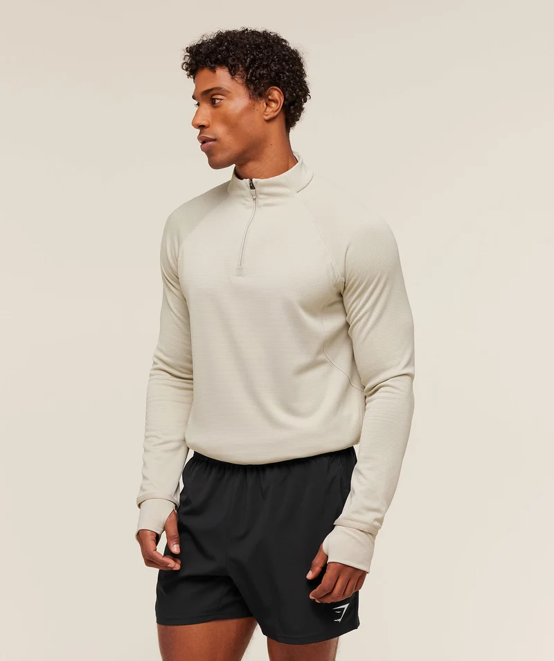 Gymshark Running 1/4 Zip - Pebble Grey