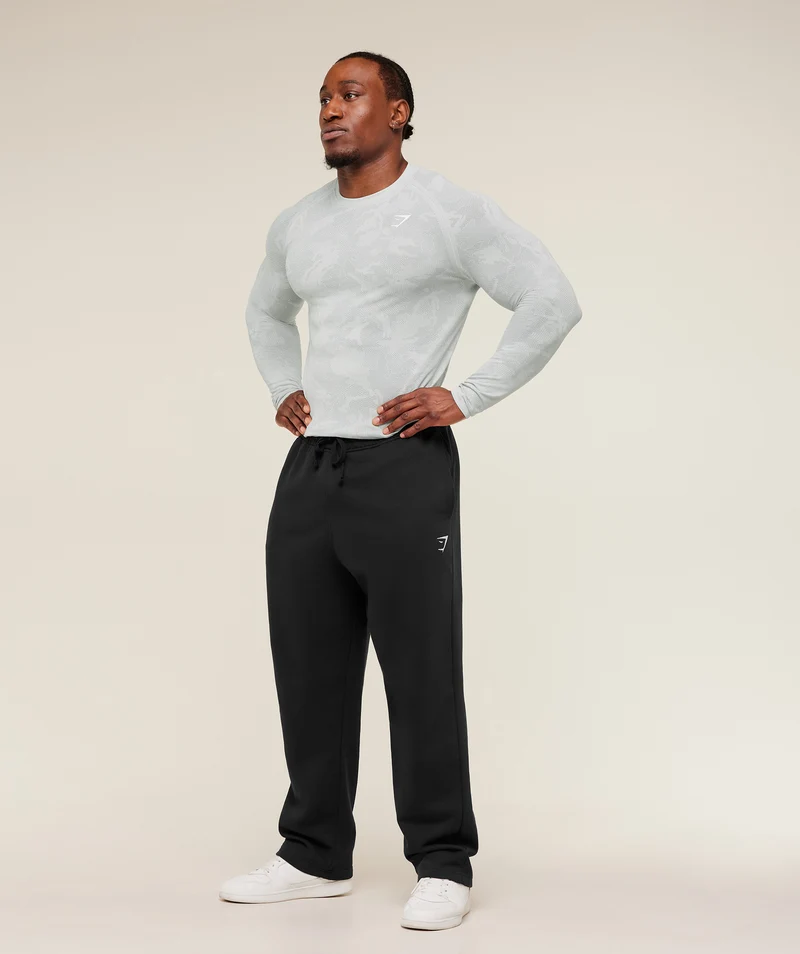 Gymshark Geo Seamless Long Sleeve T-Shirt - Light Grey/Smokey Grey
