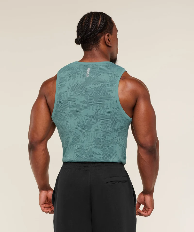Gymshark Geo Seamless Tank - Storm Blue/Stealth Blue
