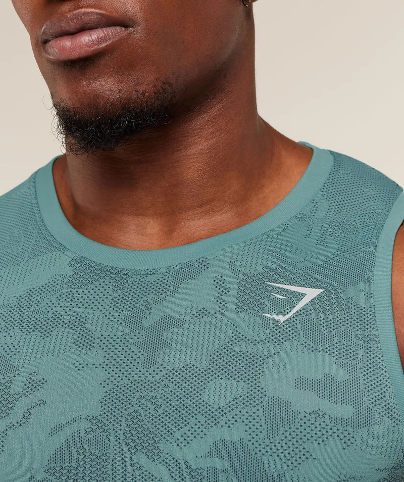 Gymshark Geo Seamless Tank - Storm Blue/Stealth Blue