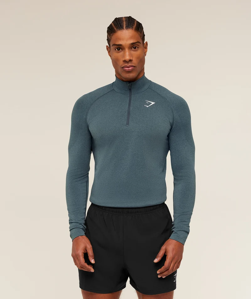 Gymshark Vital Seamless 1/4 Zip - Iron Blue/Stealth Blue