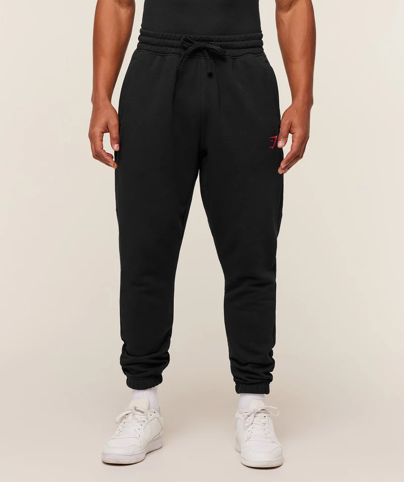 Gymshark Power Wordmark Jogger - Black/Conditioning Red