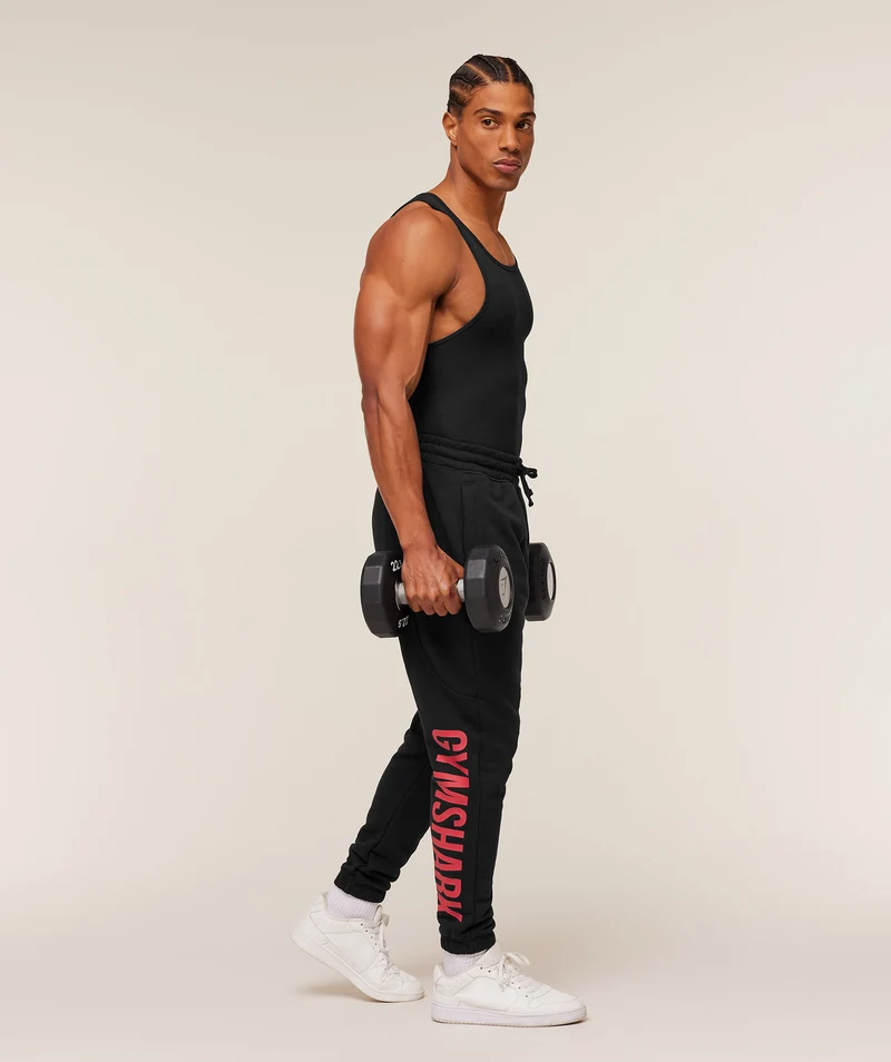 Gymshark Power Wordmark Jogger - Black/Conditioning Red