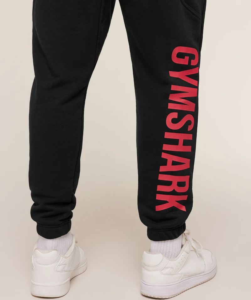 Gymshark Power Wordmark Jogger - Black/Conditioning Red