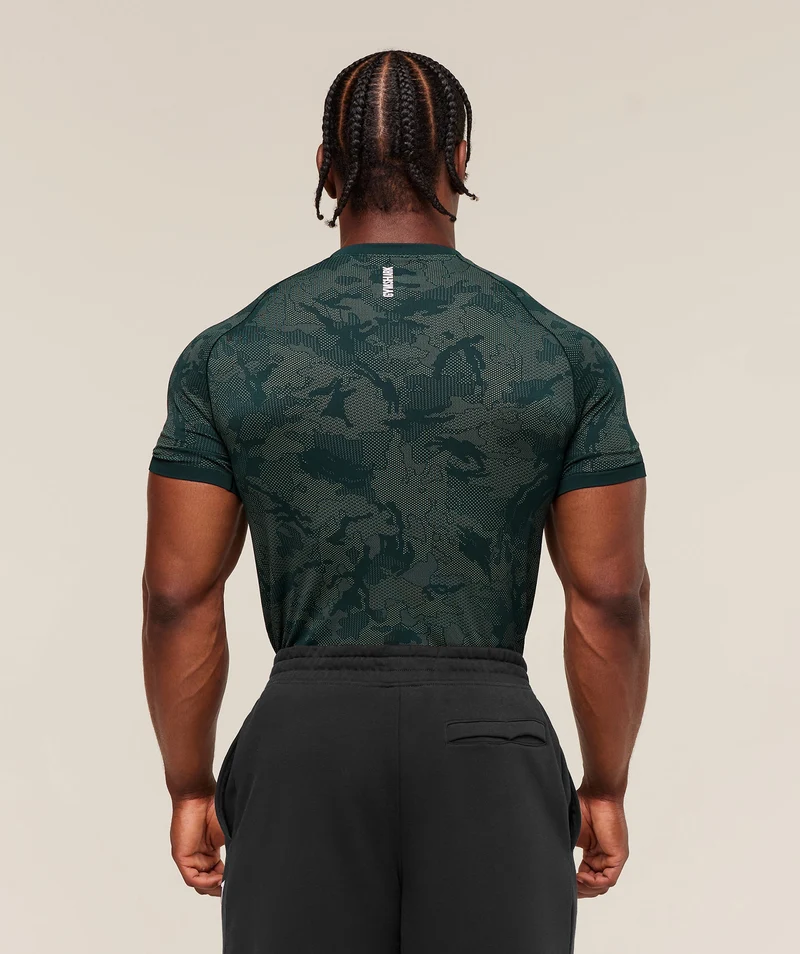 Gymshark Geo Seamless T-Shirt - Deep Petrol Blue/Unit Green