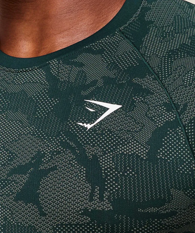Gymshark Geo Seamless T-Shirt - Deep Petrol Blue/Unit Green