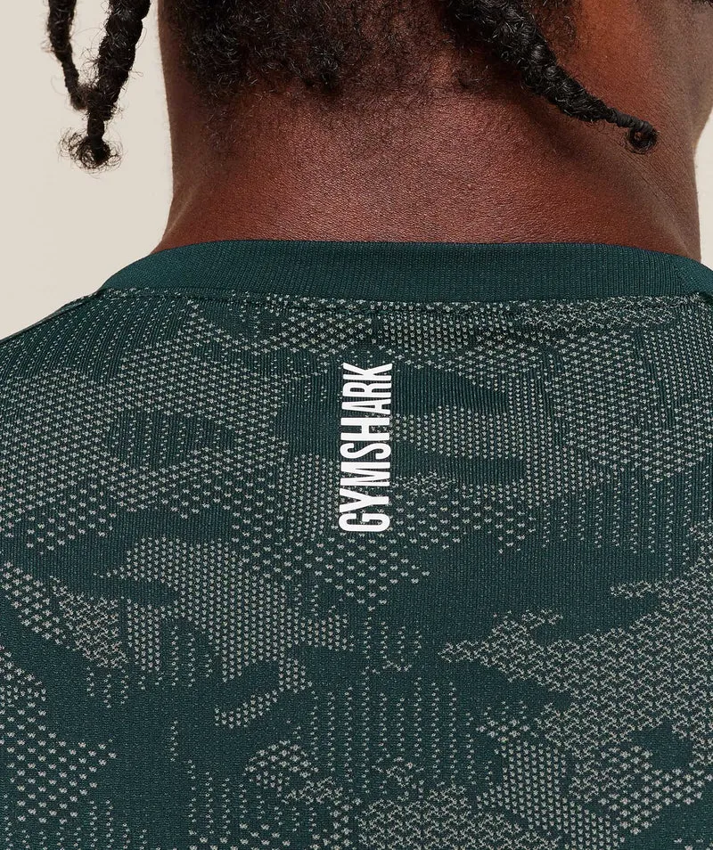Gymshark Geo Seamless T-Shirt - Deep Petrol Blue/Unit Green