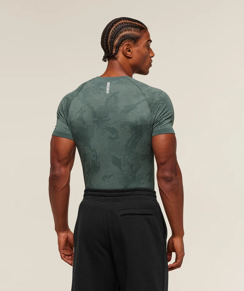Gymshark Geo Seamless T-Shirt - Slate Teal/Denim Grey