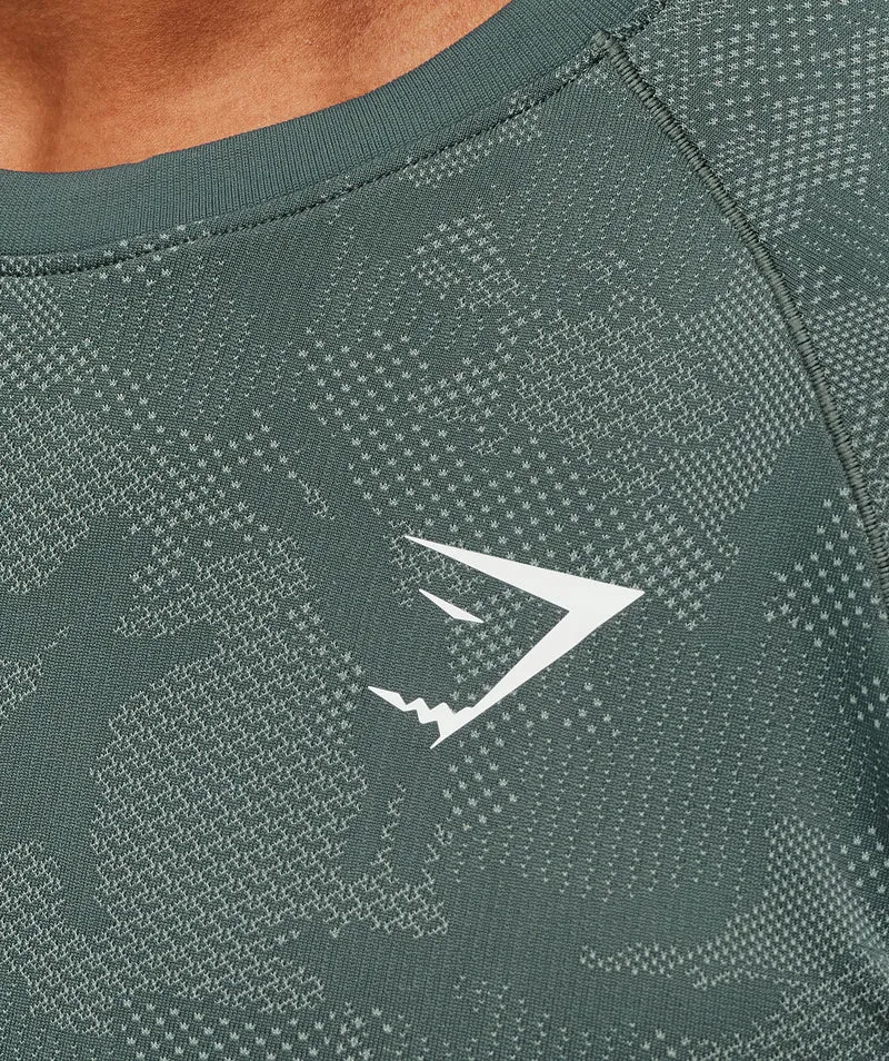 Gymshark Geo Seamless T-Shirt - Slate Teal/Denim Grey