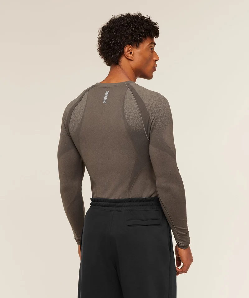 Gymshark Shadow Seamless Long Sleeve T-Shirt - Camo Brown