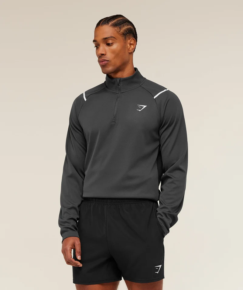 Gymshark Arrival Contrast 1/4 Zip - Onyx Grey/Black