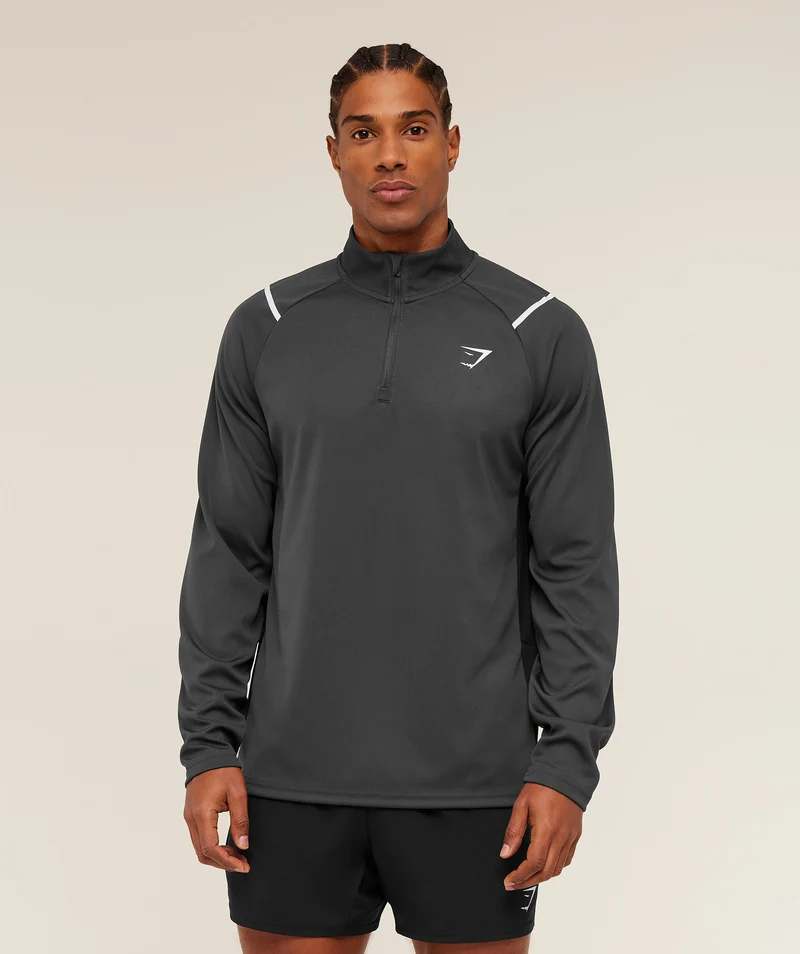 Gymshark Arrival Contrast 1/4 Zip - Onyx Grey/Black