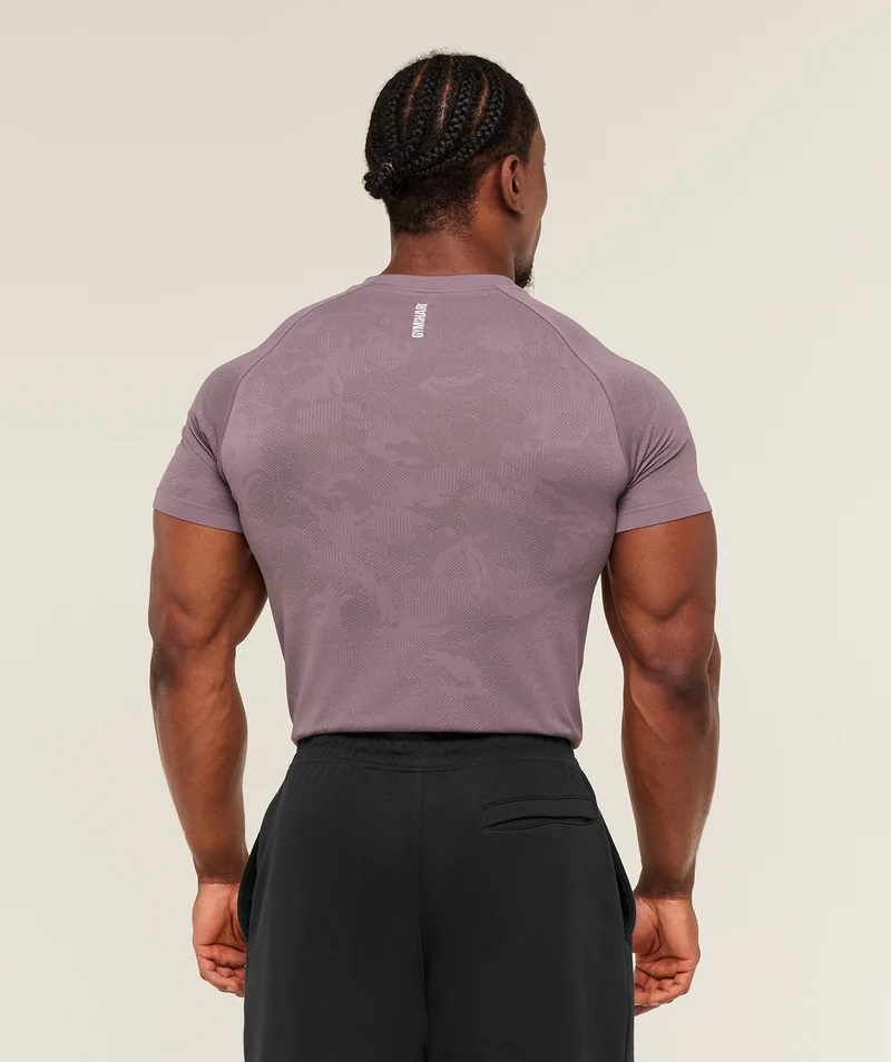 Gymshark Geo Seamless T-Shirt - Dusk Purple/Cool Brown