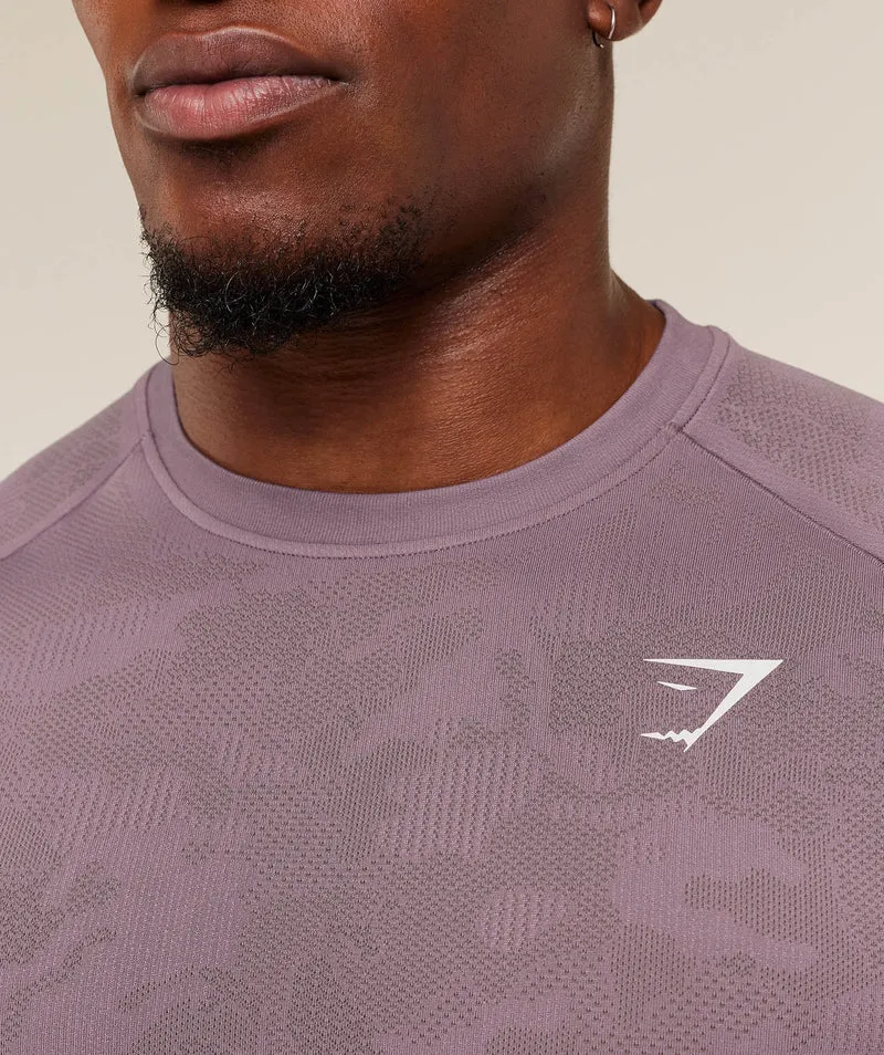 Gymshark Geo Seamless T-Shirt - Dusk Purple/Cool Brown