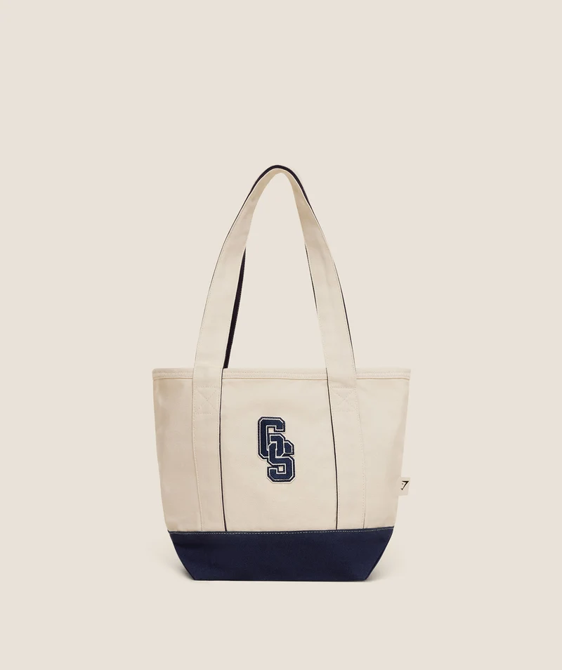 Gymshark Collegiate Mini Tote Bag - Heavy Blue/Oat White/Athletic Burgundy