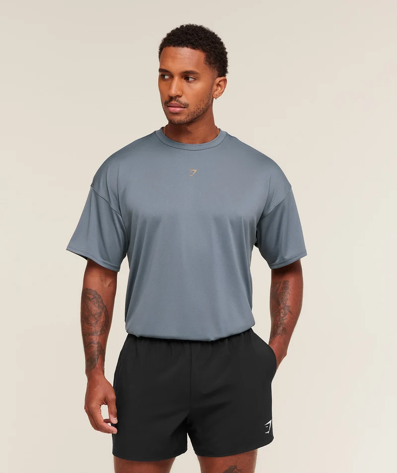 Gymshark Hybrid Graphic T-Shirt - Iron Blue