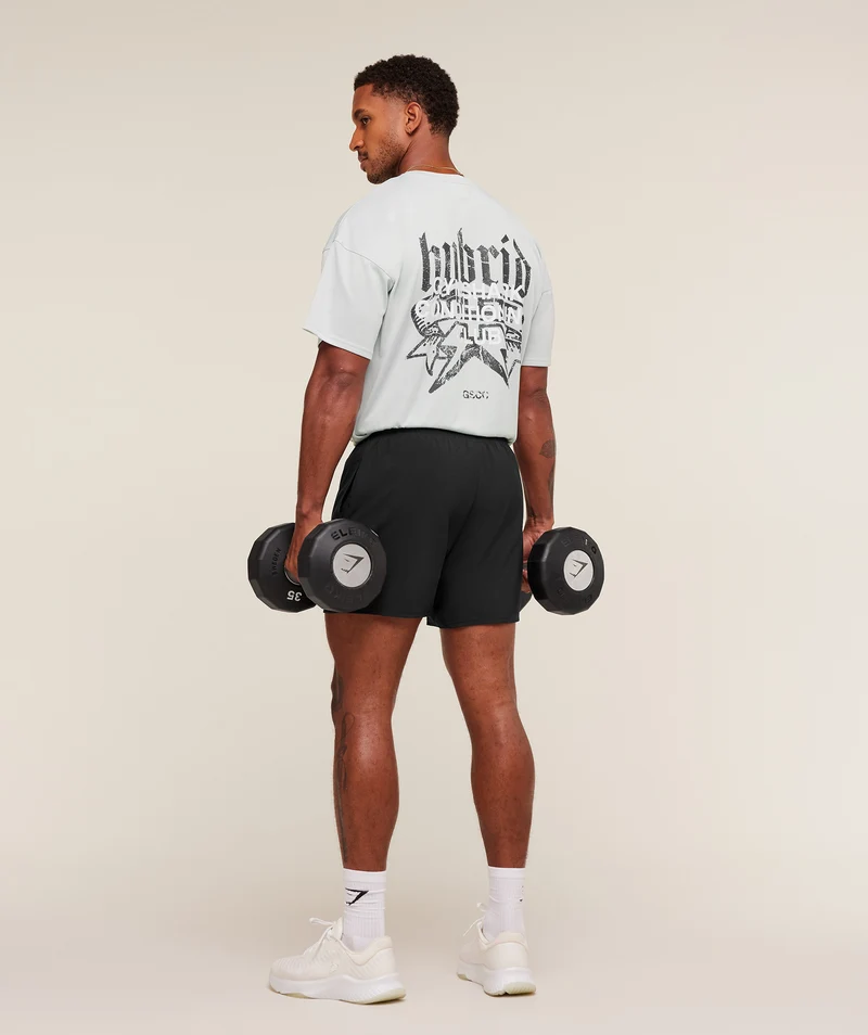 Gymshark Hybrid Graphic T-Shirt - Light Grey