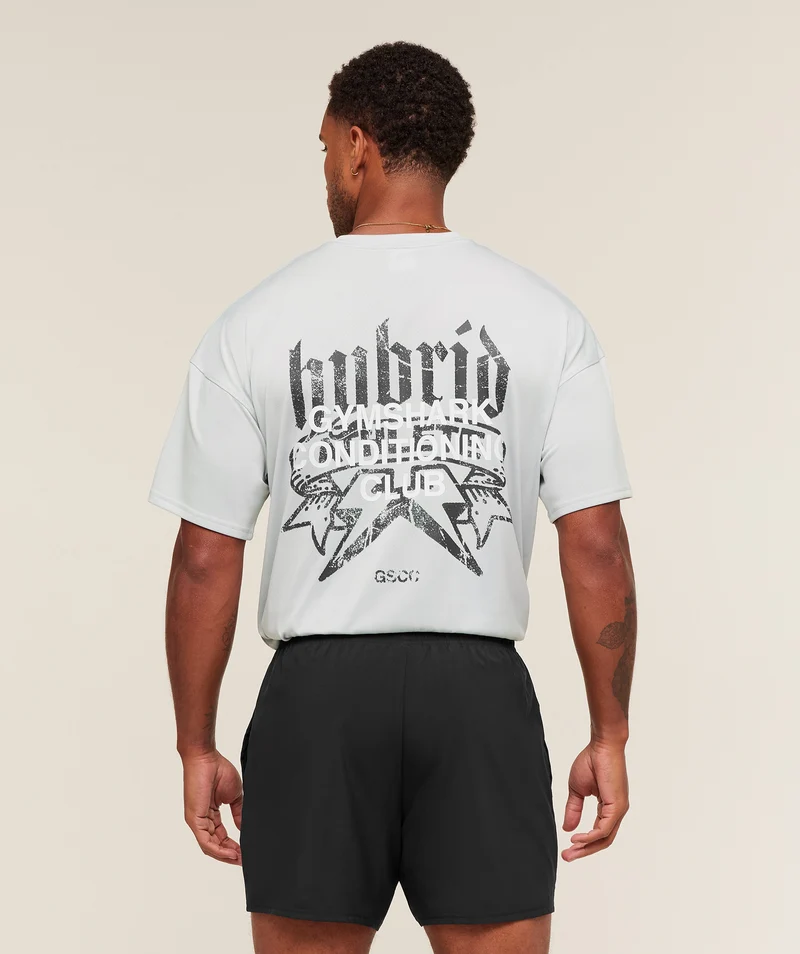 Gymshark Hybrid Graphic T-Shirt - Light Grey