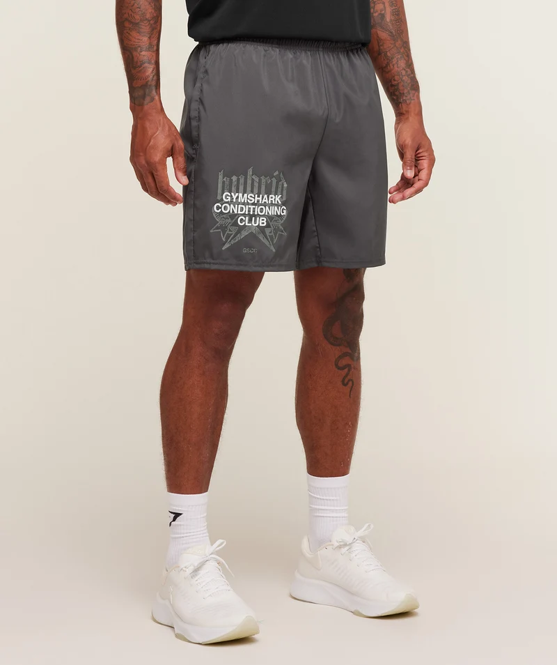 Gymshark Hybrid Graphic 7" Short - Onyx Grey