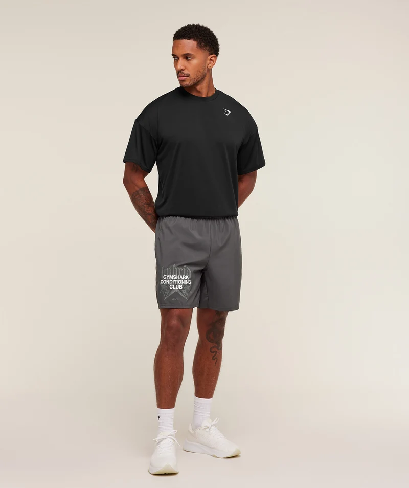Gymshark Hybrid Graphic 7" Short - Onyx Grey