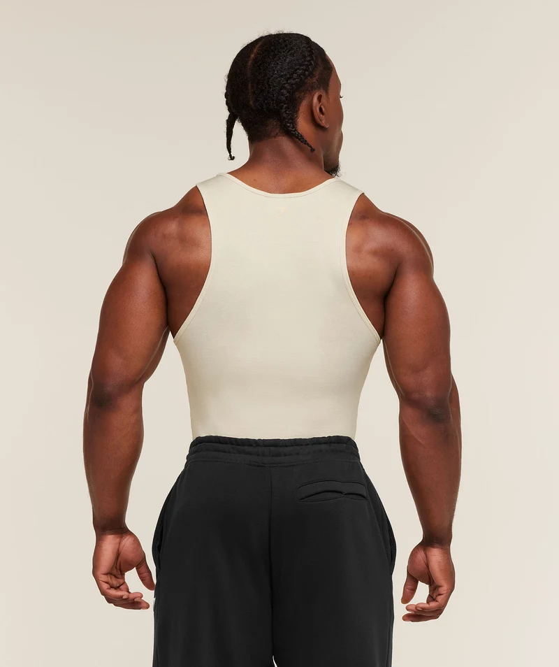 Gymshark GSLC Ribbed Tank - Oat White