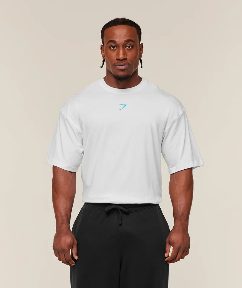 Gymshark Power T-Shirt - White/Brand Blue