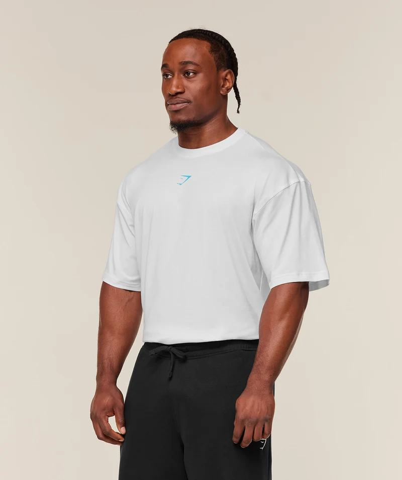 Gymshark Power T-Shirt - White/Brand Blue
